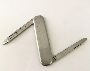 Small vintage folding knife, antique pocket knife made in France, folding knife with blade and nail file, Pacon Fils steel knife Paris