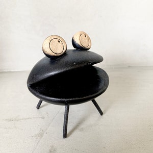 Ceramic frog, Black ceramic frog, Handmade frog, Collectible frog, Frog gift