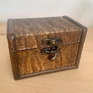 Small wooden box, Secret box, Wooden box, Leather look box, Vintage wooden box, Small jewelry box, Christmas gift