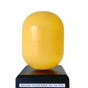 Modern artwork, ready-made artwork, modern yellow art, kinder egg art, quirky art gift, contemporary art sculpture assemblage