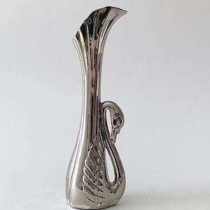 silver swan soliflore, metal swan vase, Mother's Day gift, art deco soliflore, swan metal vase, silver soliflore image 1