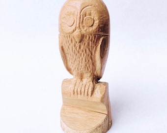 Búho de madera, búho de madera, colección de búhos, figura de búho, estatuilla de búho de madera, estatuilla de búho de madera, búho de madera hecho a mano