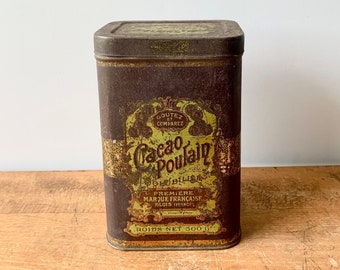 Foal metal cocoa box, Vintage advertising box, old cocoa box, Vintage kitchen decoration, Vintage decorative box, Metal chocolate box