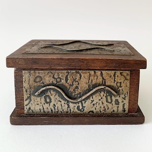 Wooden and metal box, old box, vintage box, wooden box, wooden metal watch box, metal wood jewelry box