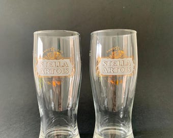 Vintage Stella Artois beer glasses, Stella Artois glasses, bar beer glasses, beer glasses, vintage beer glasses