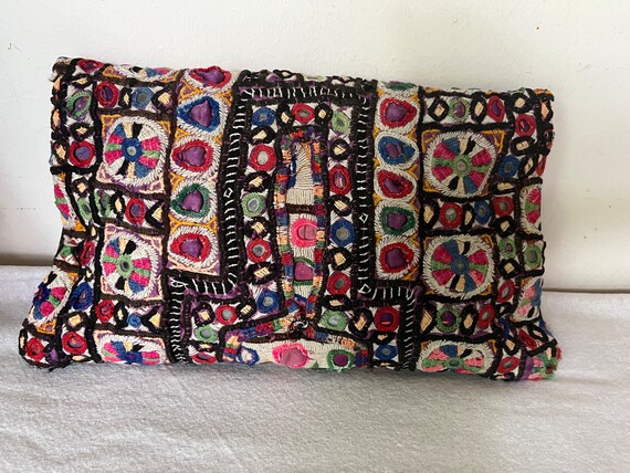 Vintage Leather Banjara Clutch Bag Embroidered Mi… - image 7