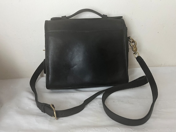 Vintage Coach Shoulder Bag Court Top Handle Black Leather Purse