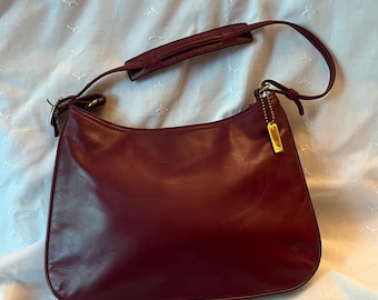 Vintage Coach Pelham Zip 9958 Red Leather Brass Top Handle Handbag