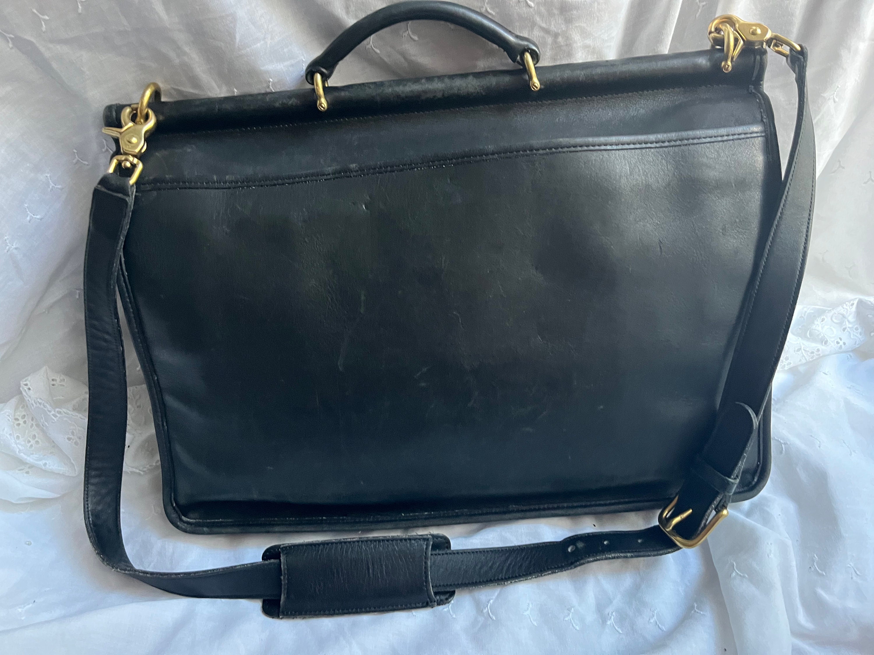 Coach Beekman Briefcase Black Leather Carry Bag 5266 Messenger