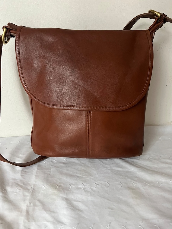 Vintage Coach Brown Leather Whitney Bag Flap Crossbody Saddlebag