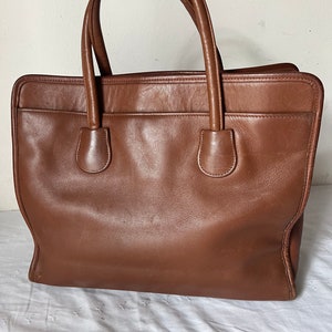 バッグ Vintage Coach Leather Tote Bag Brown Coach Brown Leather Double Handles Tote Shoulder Bag - Vintage