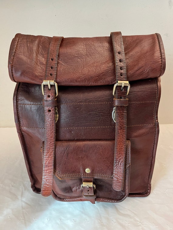 Handmade Burgundy Brown Leather Backpack Purse