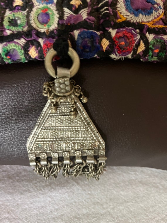 Vintage Leather Banjara Clutch Bag Embroidered Mi… - image 5