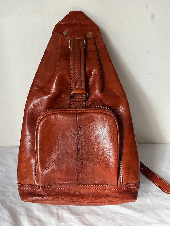 Nice Handmade Brown Leather Backpack Purse Bag
