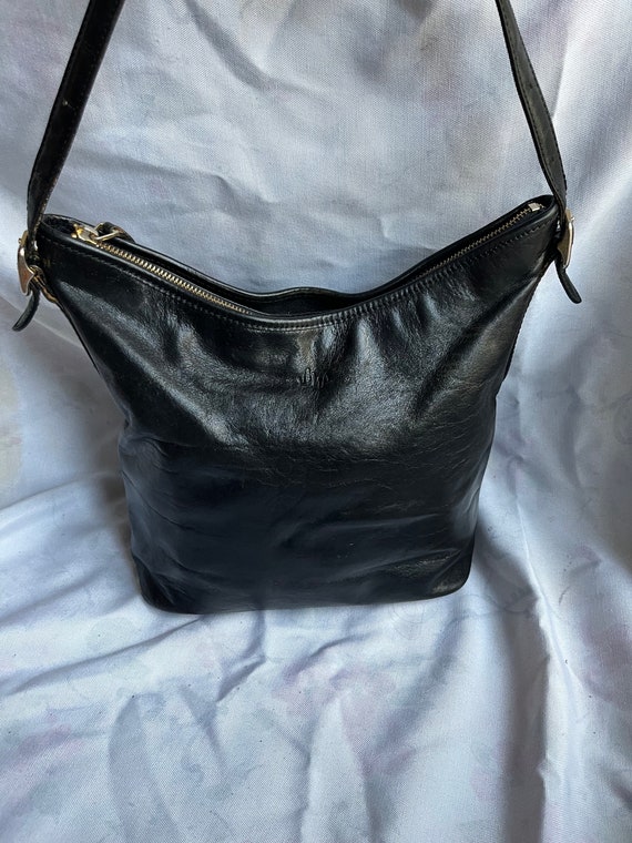 Vintage Monsac Black Leather Shoulder Bag