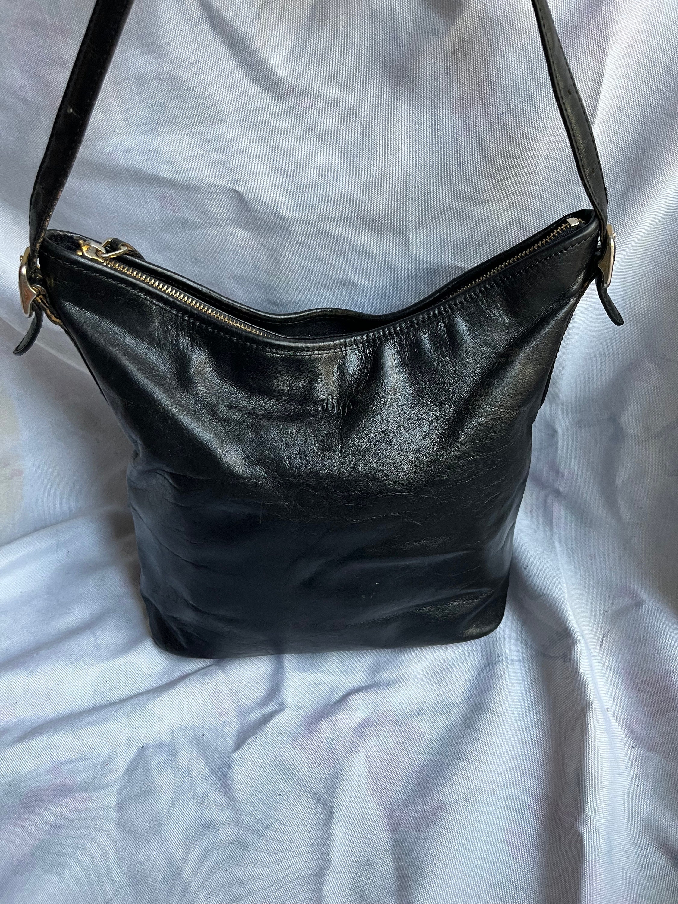 Vintage Monsac Black Leather Shoulder Bag - Etsy