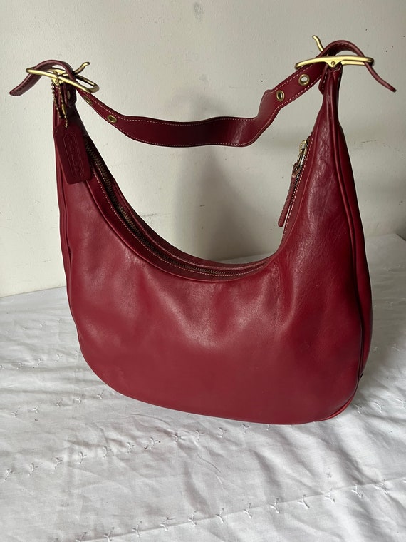 Coach East West Zoe Legacy Red Leather Hobo Should
