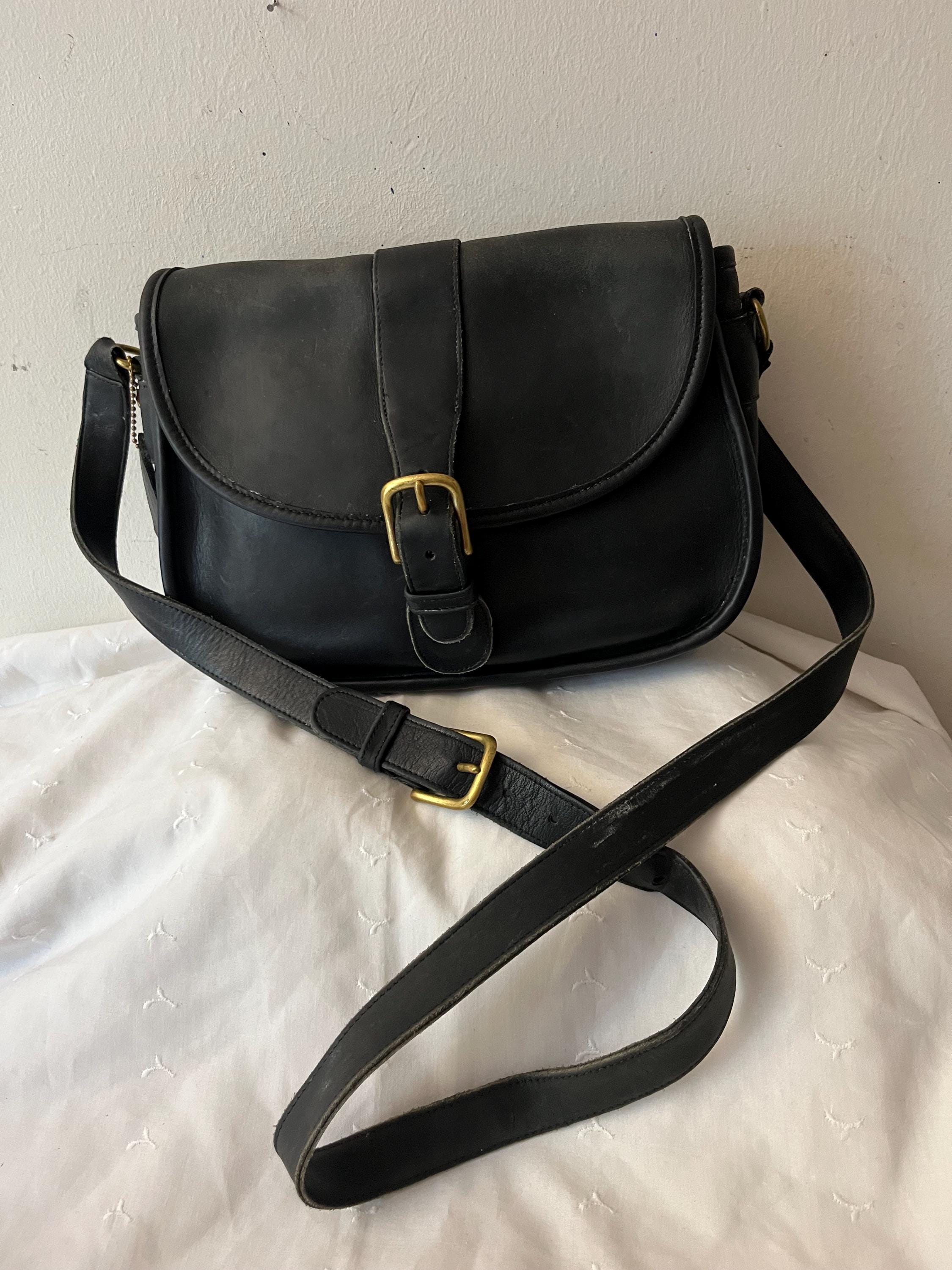 バッグ COACH Vintage Leather Black Shoulder Bag Buy Vintage Coach Black Leather Coach Saddle Bag Cross-body