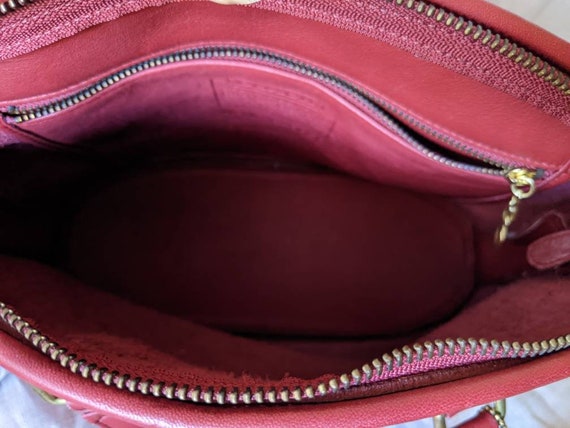 Vintage Coach Pelham Zip 9958 Red Leather Brass Top Handle Handbag