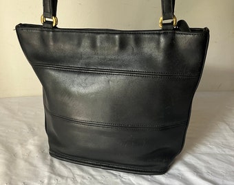 Vintage Coach Leather Tribeca Shopper Tote Shoulder Bag Black 9098