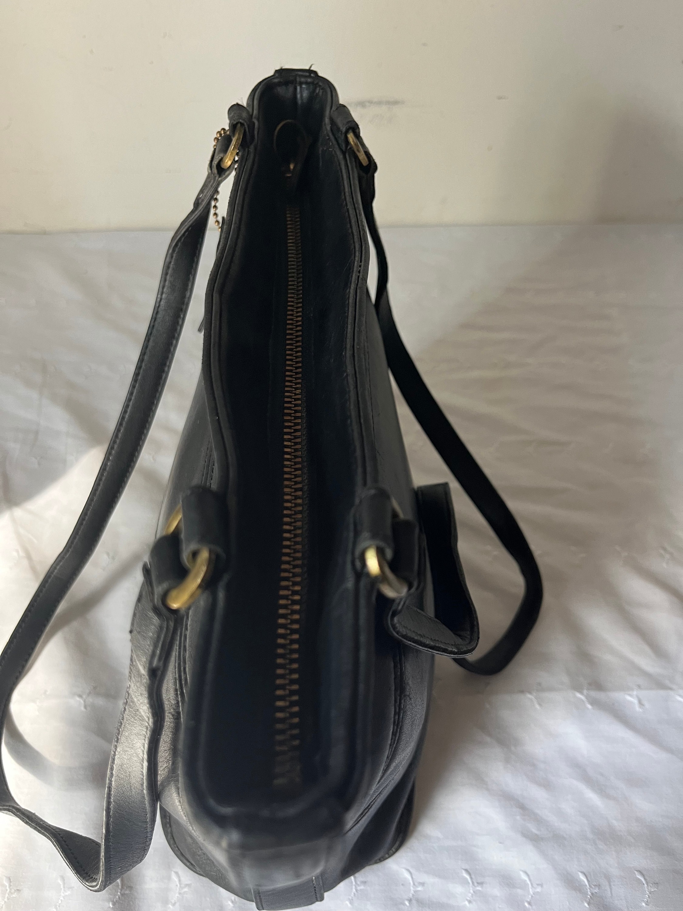 Vintage Coach Leather Tribeca Shopper Tote Shoulder Bag Black 9098