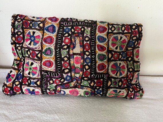 Vintage Leather Banjara Clutch Bag Embroidered Mi… - image 6