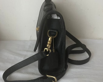 Vintage Coach Shoulder Bag Court Top Handle Black Leather Purse
