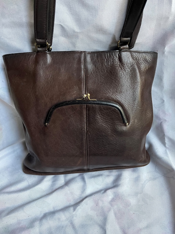 COACH Vintage 70s Coach Zip Top Tote Bag Leather Kisslock