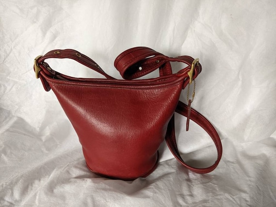 Vintage Coach Red Leather Maggie Mini Bucket Bag Shoulder Crossbody Bag 9019 Etsy Canada