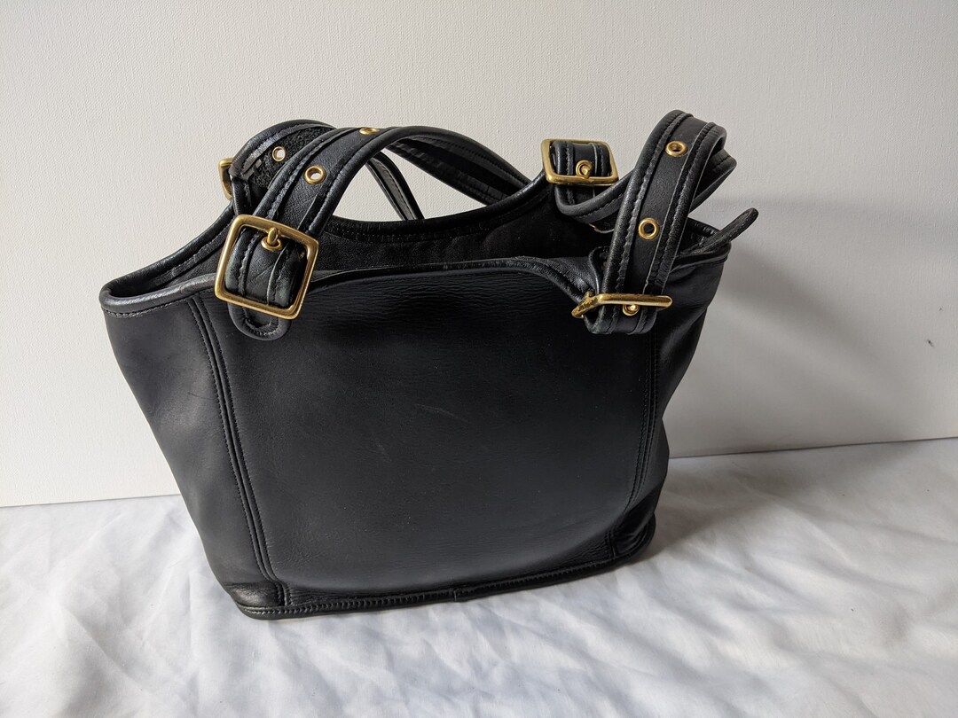 COACH RARE VINTAGE 80's BLACK LEATHER OVERSIZED CARRY ALL