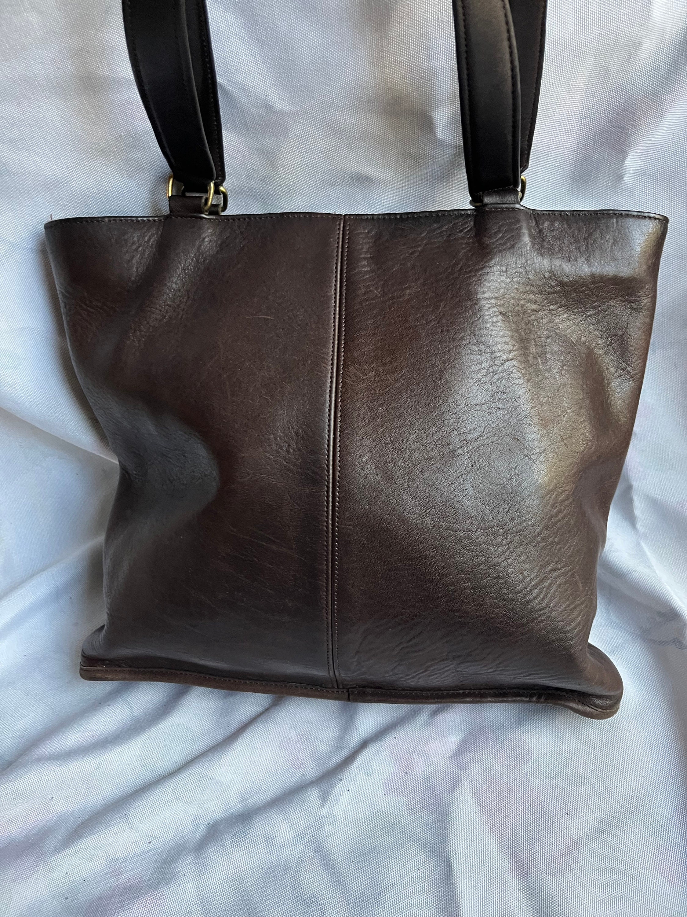 COACH Vintage 70s Coach Zip Top Tote Bag Leather Kisslock
