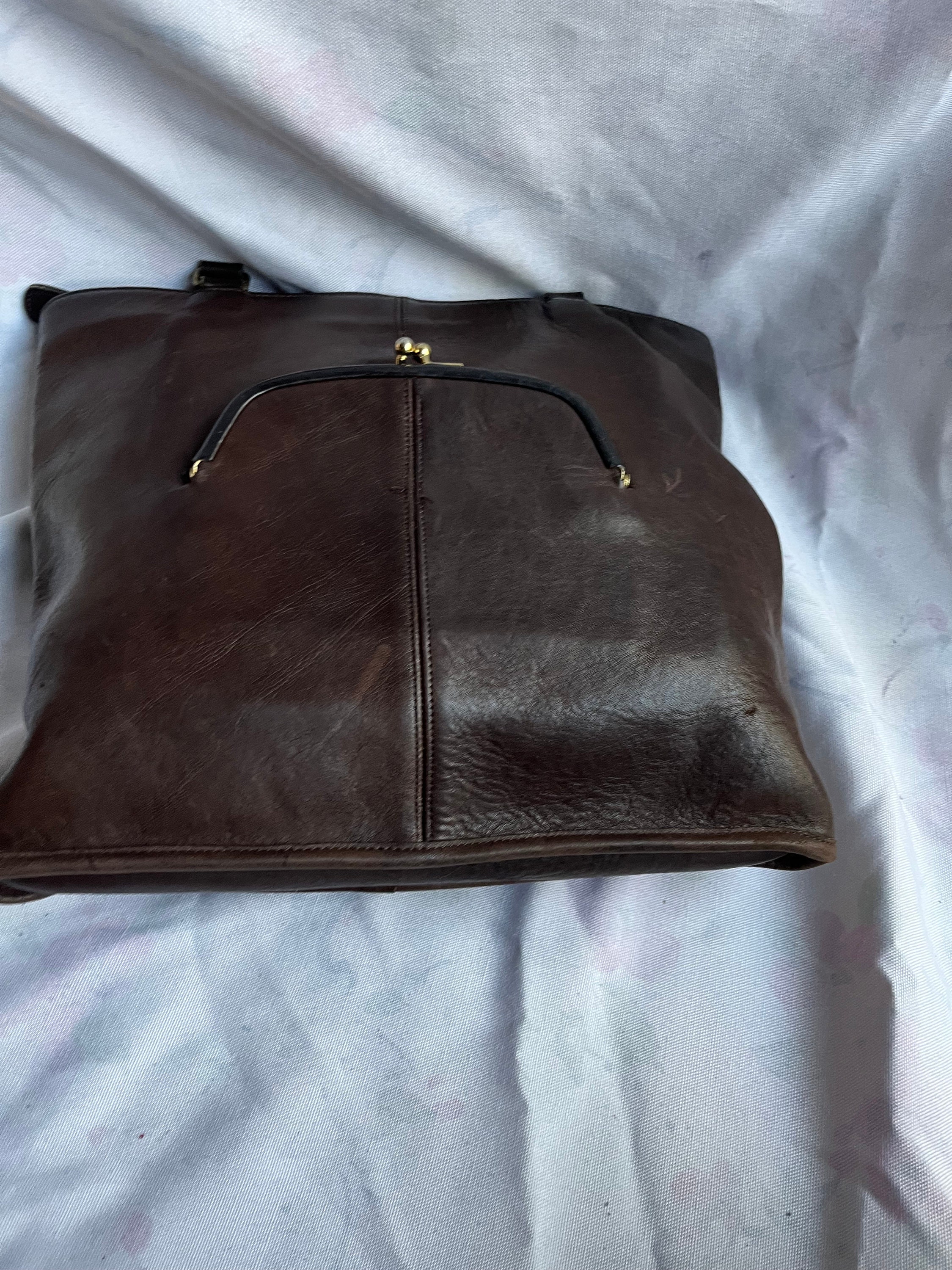 COACH Vintage 70s Coach Zip Top Tote Bag Leather Kisslock Tote Bag