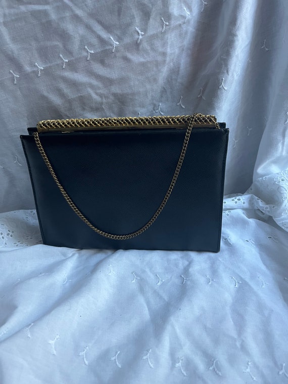 Vintage Antique Black Leather Caprice Bag Purse