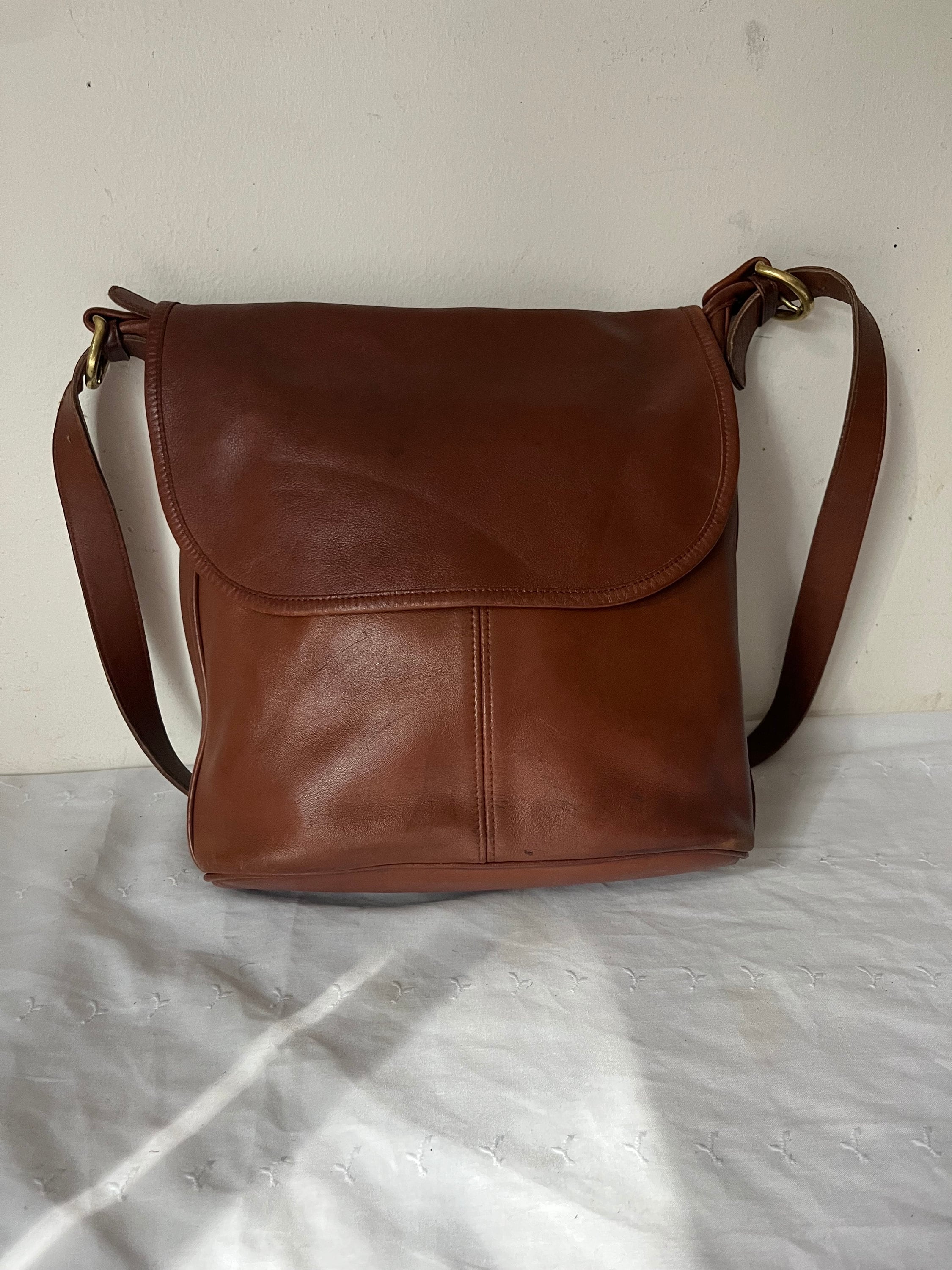 Vintage Coach Brown Leather Whitney Bag Flap Crossbody Saddlebag