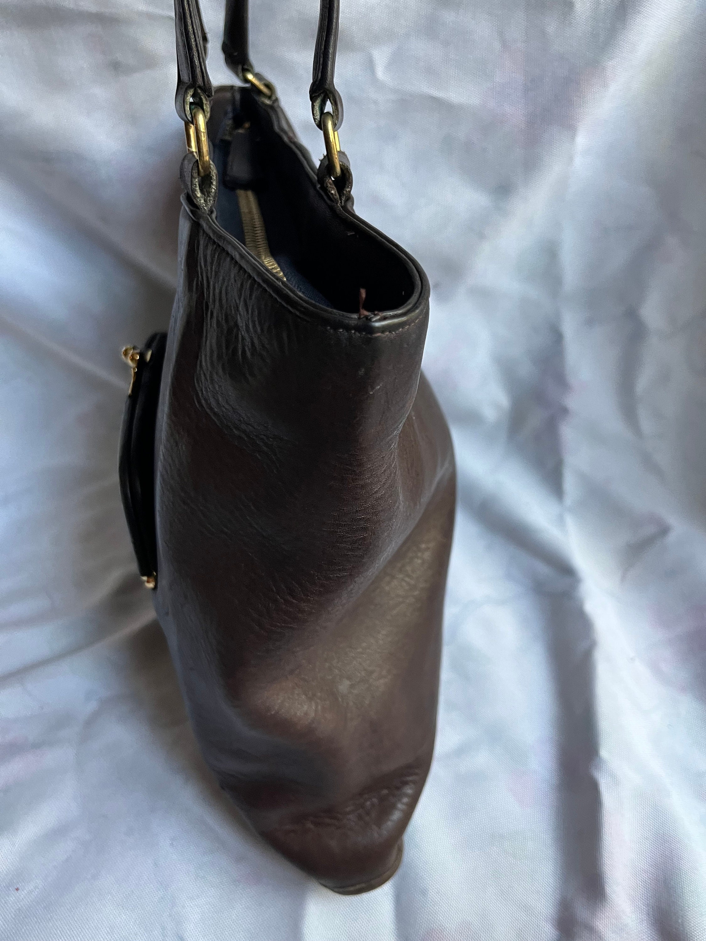 COACH Vintage 70s Coach Zip Top Tote Bag Leather Kisslock Tote Bag
