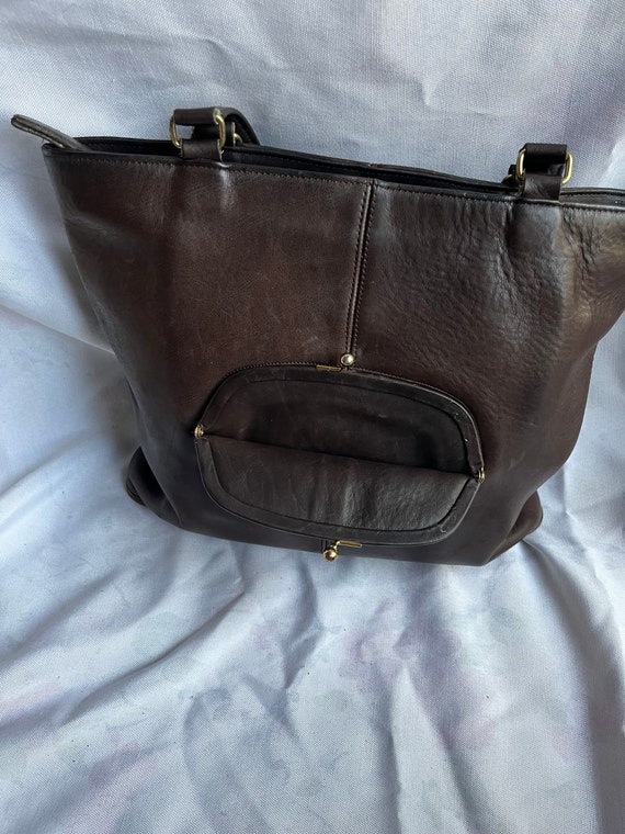 COACH Vintage 70s Coach Zip Top Tote Bag Leather Kisslock