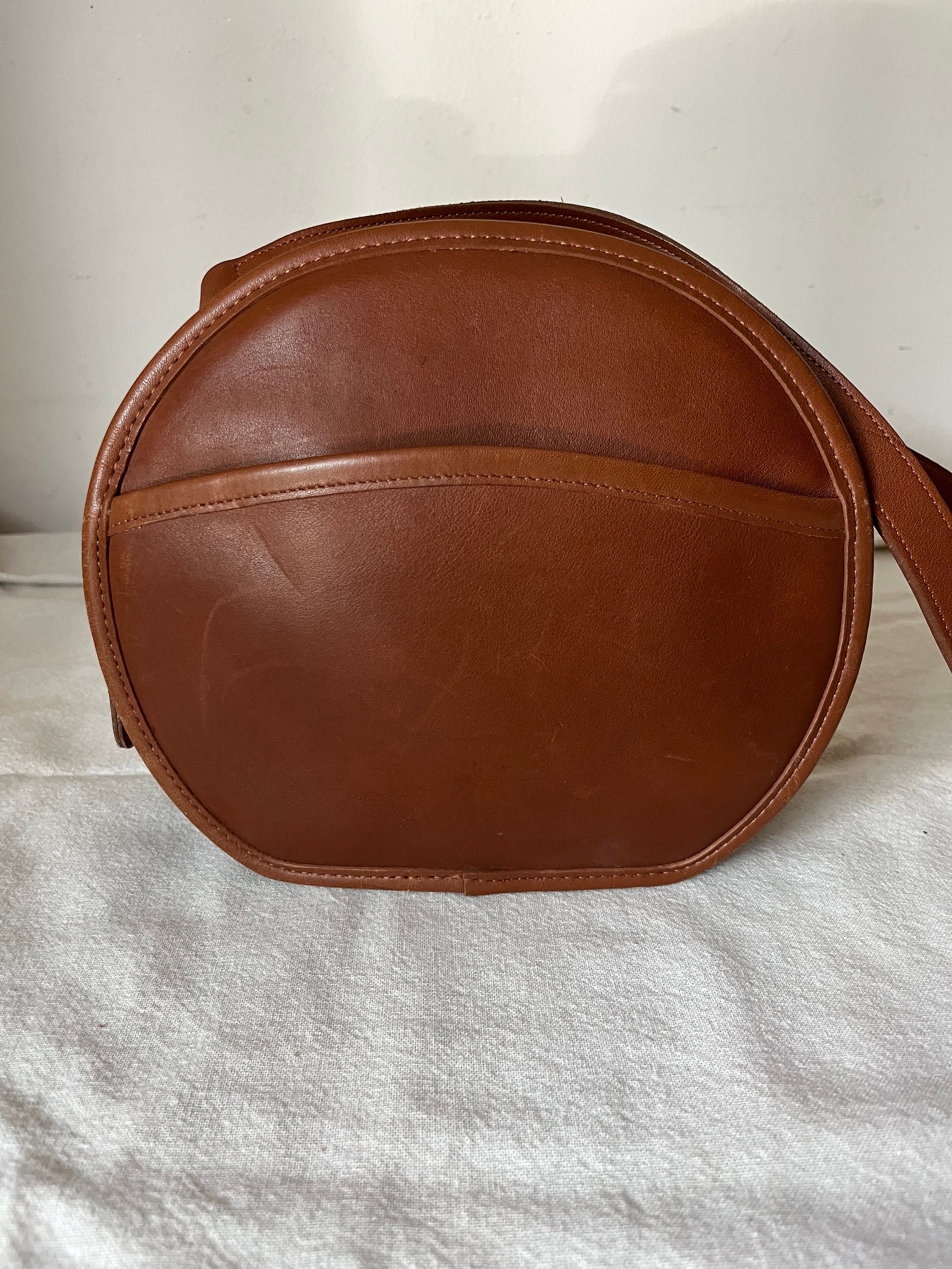 Vintage Coach Brown Leather Shoulder Moon Shape Crossbody