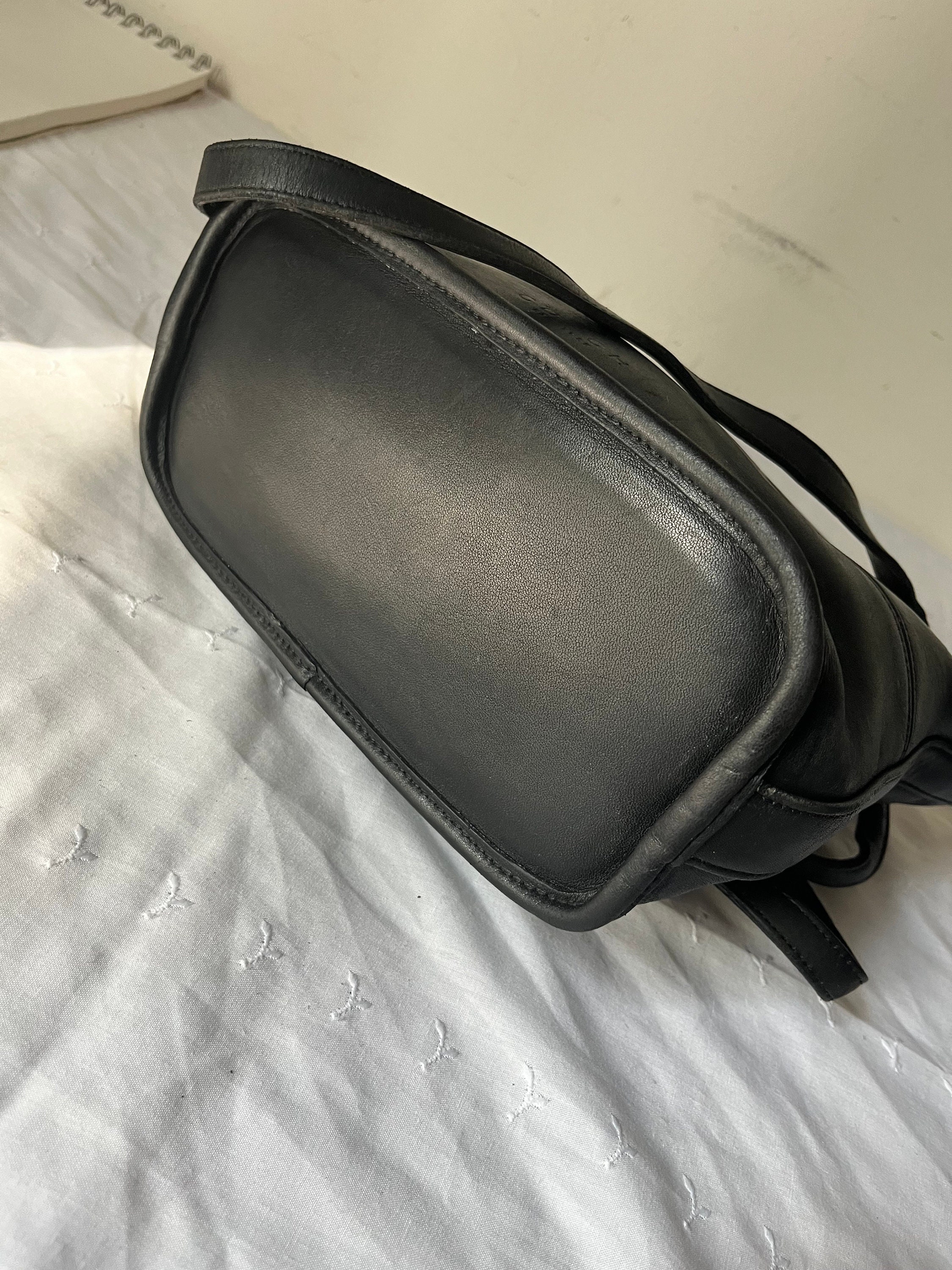 Vintage Coach Leather Tribeca Shopper Tote Shoulder Bag Black 9098