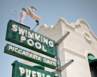 Pueblo Hotel - Vintage Swimming Pool Sign Photograph