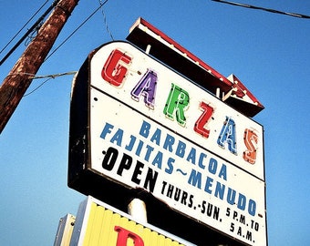 Garza's - Mid-Century Mexican Restaurant Sign Photograph