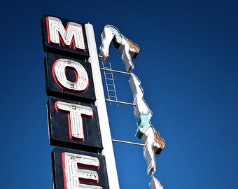 Starlite Motel Diving Lady - Neon Hotel Sign Photograph