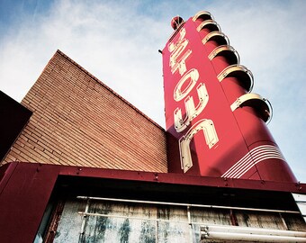 Uptown Theater - Neon Movie Theater Marquee Photograph