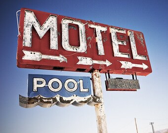 Yucca Motel - Abandoned Neon Sign Photograph