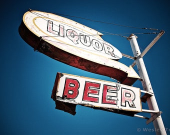 Liquor & Beer - Googie Sign Photograph
