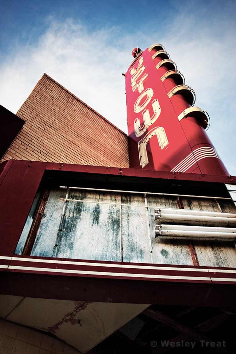 Neon Movie Theater Marquee Photograph Uptown Theater