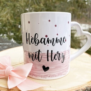 Mug with heart handle - normal handle - midwife educator teacher gift personalized