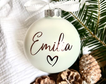 Weihnachtskugel personalisiert - Echtglas - 8 cm - weiß/glänzend oder matt - Christbaumkugel - Weihnachtsgeschenk
