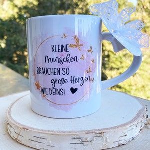 Tasse mit Herzgriff normaler Griff Hebamme Erzieherin Dankeschön Weihnachtsgeschenk Geschenk personalisiert Bild 1