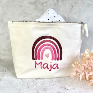 Wickeltasche / Windeltasche personalisiert mit Namen / Regenbogen / Geschenk zur Geburt / Kosmetiktasche
