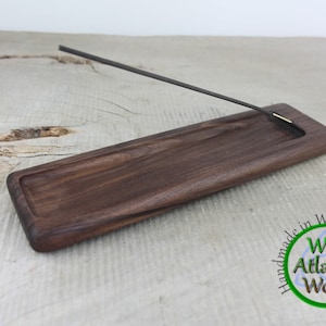Wooden Incense Holder Burner For Incense Sticks With Ashcatcher Tray, Handmade Solid Walnut And Oak